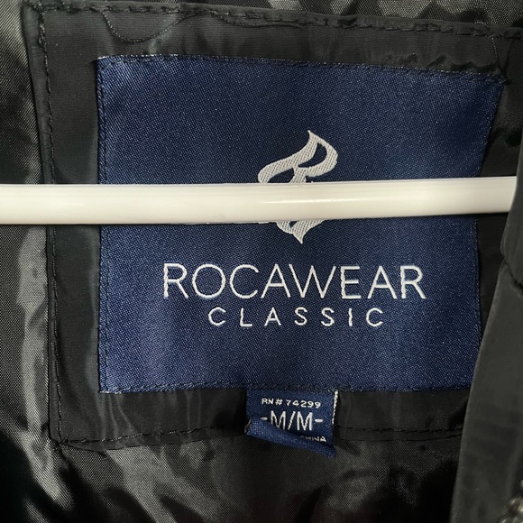 Mens Rocawear Classic Black Zip Front Pocket Puffer Jacket Coat Size M - Picture 8 of 16